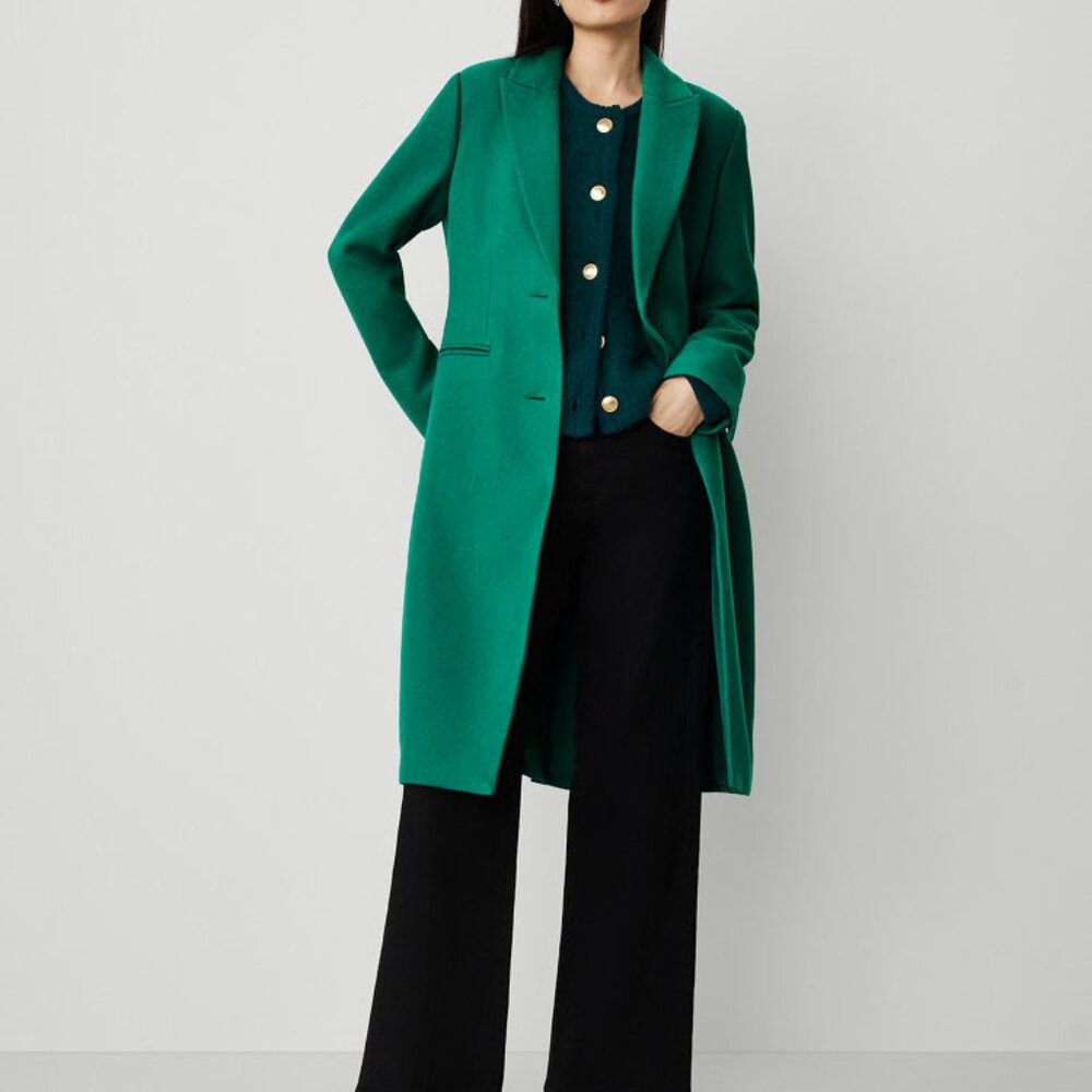 Ann Taylor Chesterfield Green Tailored Long Coat - Small